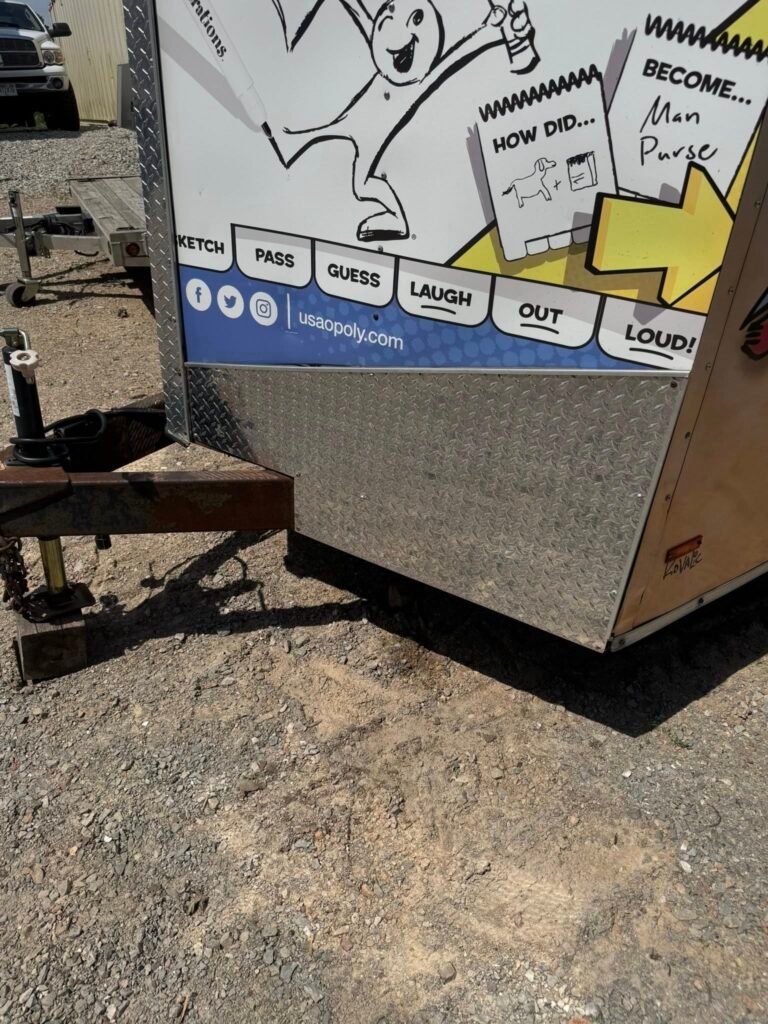 Photo of repair to diamond plate on trailer